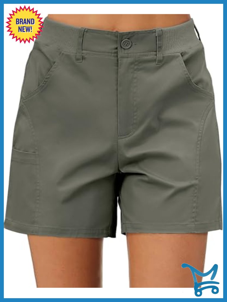 High Waisted Chino Shorts With Pockets Casual Summer